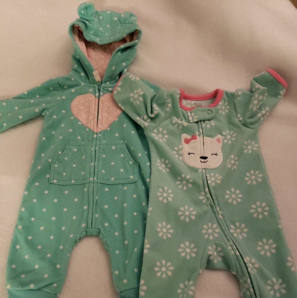 Carter's teal 3 month bundle with bear hoodie
